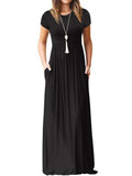 Elegant Long Summer Dress Women Short Sleeve Maxi Dress Ladies Party Casual Dresses Female Robe Femme Green Red