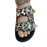 Zingj New Spring And Summer Slope Heel One-Word Round-Headed Sandals Fashion Casual Sandals