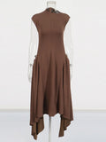 French Retro Style Dress 2025 New Semi-High-Collar Irregular Design Temperament High-End Dress Dress