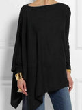 Sleeve Irregular Solid Color Pullover T-shirt Casual