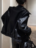 Streetwear Black Leather Jacket Women Winter Casual Moto Biker Zipper Leather Jacket Fashion Trench High Street Faux