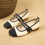 Zingj Single Shoes Women 2024 Spring Autumn New Korean Version Of Fashion Square Head Thick With Shallow Words Buckle Bean