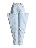Casual Mid-Waist Zip, Faded Women's Light Color Casual