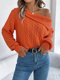 Shooting 2025 Autumn And Winter Casual Sexy Collar Out-To-Shoulder Long-Sleeved Sweater Women's