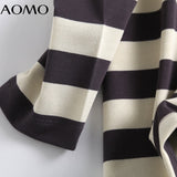 Women High Quality Striped Print Sweatshirts Oversize Long Sleeve O Neck Loose Pullovers Female Tops