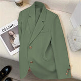 Zingj 2024 New Orange Suit Jacket Female Retro British Style Advanced Design Sense Versatile Small Suit