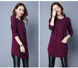 Zingj Korean Version Of The Long Round Collar Long Sleeve Slim Sleeve Knit Bottom Shirt Autumn And Winter New Pure Color Sweater Female Tide-Outfit