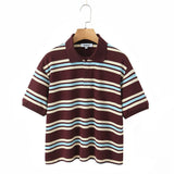 Spring Long Sleeves Vintage Striped Spoo T-Shirts For Loose
