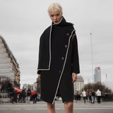 Zingj 2024 New Temperament Commuting Wind Irregular Shawl Type Single Breasted Loose Trench Coat Female Medium Long