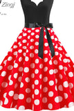 Women Dot Print Dress Summer Sexy V-neck Sleeveless Elegant Vintgae Party Dress Vestidos S~3XL Robe