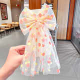 Girls Beautiful Chiffon Bow Print Flower Strawberry Hairpins Headband Kids Sweet Hair Decorate Clip Fashion Hair