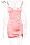Dress Sexy Satin Blue Prom Evening Party Dresses Bodycon Mini Rhinestones Crystal Strap Cocktail Dresses For Women