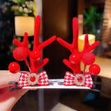 Women Girls Cartoon Christmas Antlers Hairpins New Year Sweet Hair Decorate Barrettes Hair Clips Novelty Hair