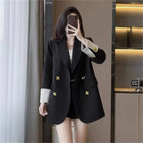 Zingj Fat Mm Spell Color Suit Jacket Female 2024 Spring And Autumn New Loose Leisure Silhouette Show Thin Large Size Suit
