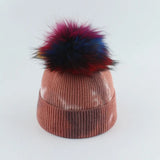 New Fashion Winter Thicken Knitted Hats Warm Real Racoon Fur Pompom Unisex Beanie Tie-dyed Cap Adults Head
