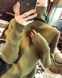 Winter Turtleneck Sweater Women Knitted Ribbed Pullover Sweater Long Sleeve Slim Jumper Pull Femme