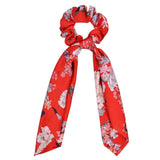 Bow Long Ribbon Hair Scrunchie Chiffon Floral Print Sweet Elastic Hair Band Ponytail Hair Scarf Hair Tie Hair