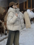 Puff Soft Glutinous Hooded Short Down Jacket Women's Winter New Thick Small Turtle Back Ken Bean Bread Coat-Outfit