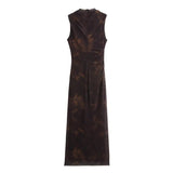 2025 New Women's Wear Temperament Pleated Silk Net Slim MIDI Dress