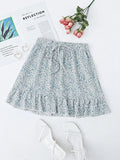 summer new floral minimalist skirt women's ruffled small fresh short skirt light and