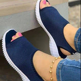 The Summer Of 2024, New Women's Shoes Are Woven In Breathable Solid Color Ladies' Sandals, Fish Mouth, Flat Heel And Beach Low-Top Women's