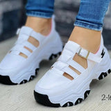 Spring And Summer New Large-Size Thick-Bottomed Hollow Breathable Buckle Single Shoes Women's Casual
