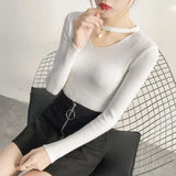 V Neck Sweaters Women 2021 Autumn Winter Long Sleeve Sexy Slim Tops Solid Streetwear Knitted Korean Pullover