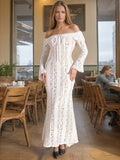Sexy Babes Wind Bag Hip Dress 2025 Summer New One-Word Shoulder Lace Hollow Design Body-Renovation Fishtail