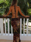 Summer New Pure Hottie Seaside Hanging Neck Dress Sleeveless Waist