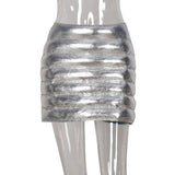 Women Mini Skirts Solid Silver Bodycon Streetwear Skirts 2022 Summer Chic Workout Activewear Y2K Style Bottom