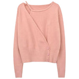 Zingj Autumn New Chi Design Feels Irregular And Fake Two Three-Button Waist Knitted