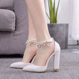 Cm Thick Heel Sandals Beaded Sous-Suded Women's Shoes Spring Women's Shoes Light-Mouthed Fashion Thick Heel