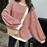 Striped Tee Ladies Hip Hop Fall oversized T-shirt Streetwear Top Harajuku Punk Loose y2k top women striped sleeves