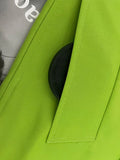 Spring Autumn Long Oversized Bright Green Faux Leather Trench Coat for Women Belt Loose Stylish Luxury Designer