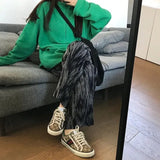 Women Summer Wide Leg Trousers Pleated Tie Dye Casual Elastic High Waist 2021 Fashion Loose Harajuku All-match