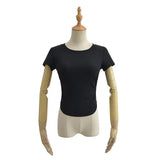 Zingj Trendy Women's Wear Summer New Wrinkled Round-Collar Blouse Shows Slim, Tall Waist, Short Style Navel Short-Sleeved