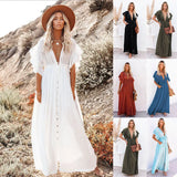 Summer Sun Protective Double-breasted Drawstring Dress