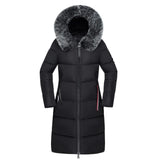2024 New Color Big Hair Collar Long Women's Cotton-Padded Coat Fashion Slim Korean Version Cotton-Padded Coat-Outfit