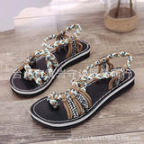 Zingj Size Summer Beach Sandals Women Clip Toe Rope Knot Flat Slippers Women- Outfit