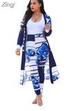 Piece Set African Print Elastic Bazin Baggy Pants Rock Style Dashiki SLeeve Famous Suit For Women Coat And Leggings
