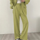 Zingj And Autumn New Blazer Female British Wind Casual Versatile Blue Small Medium Long Suit