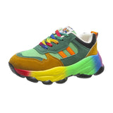 Size Casual Single Shoes Rainbow Sole Fashion Tie Fly Weave Breathable Leisure Sports Spot Single Shoes