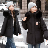 2024 Winter New Parker Cotton Clothes Female Long Korean Version Loose Fashion Cotton-Padded Clothes Waist Show Thin Cotton-Padded Jacket Coat-Outfit