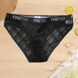 Lace Panties Women Sexy FINETOO Low Waist Underwear Women Mesh Hollow Out Briefs Female Underpants Geometric