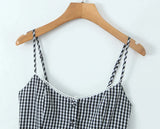Gingham Plaid Strap Mini Dress-Outfit
