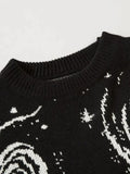 Swirl Print Ripped Design Sweater-Outfit