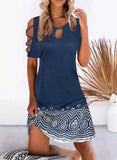 Women Floral Print Party Dresses Sexy Summer Short Sleeve O-Neck Mini Dress For Ladies Hollow Out Design Elegant Dress
