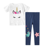 Pieces Kids Children Girls Clothes Set Little Girl Summer Cartoon Print T Shirt and Pants Leggings Outfits Clothing