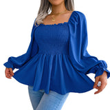 Shooting 2025 Spring And Summer Leisure Wood Ear Side Collar Long-Sleeved Chiffon Sweater Explosion Of Women's