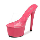 2021 Summer Platform Sandals Women Sexy PVC Transparent Slim Ultra High Heels 17CM Shoes Women Sandale Female Pole Dancing